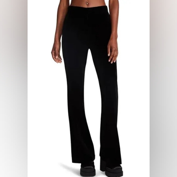 Steve Madden Pants - Steve Madden BM403338 Harlow Pant Black  Velvet High Rise Flare Legs New W/O Tag